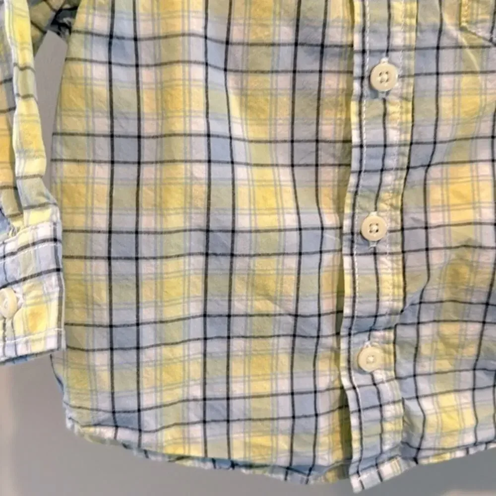 Gymboree Blue/Yellow Plaid‎ Button Down Dress Shirt 12-18 Month